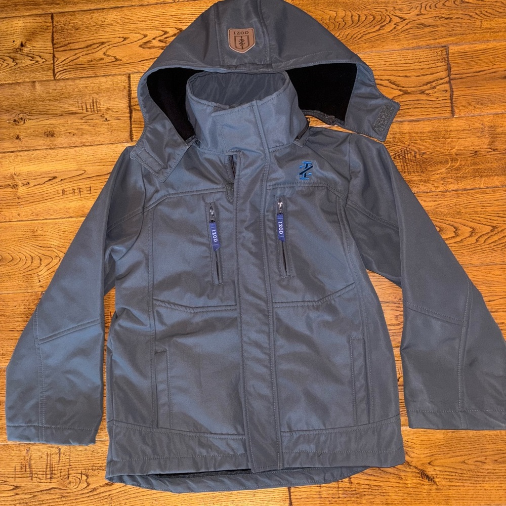 IZOD Boys Soft-Shelled Waterproof Jacket with Detachable Hood Thick Raincoat